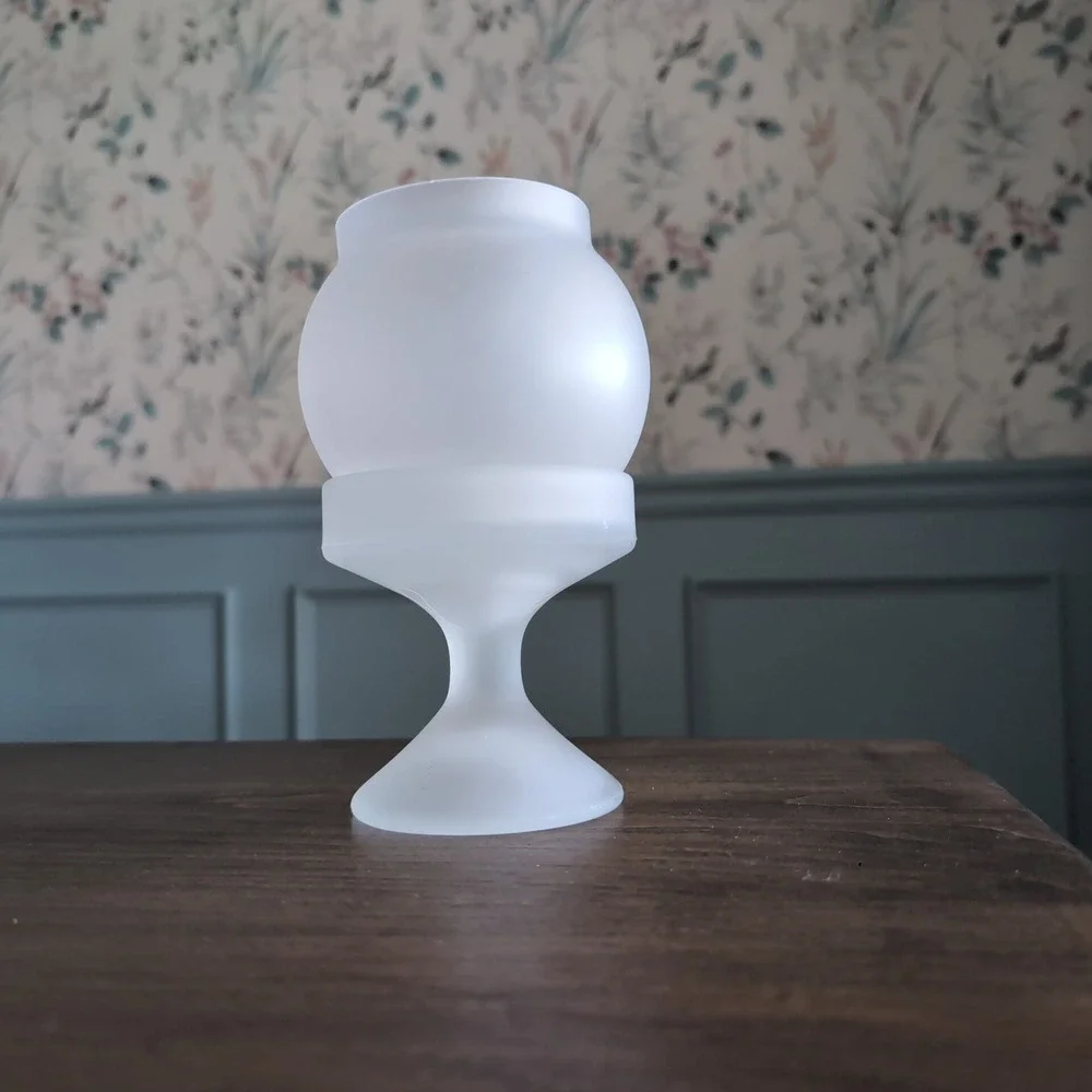 Vintage LE Smith Frosted Fairy Lamp Satin Glass Candle Holder MCM Cottagecore